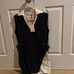 Elan Black and White Midi Dress